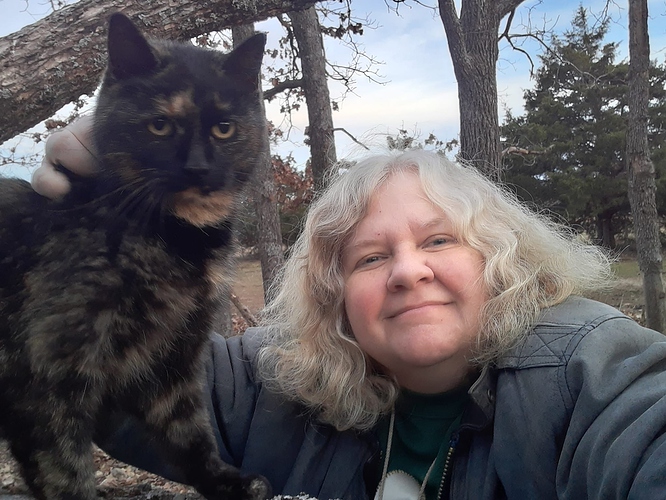 Rascal and Deb, Fallen Tree Selfie 020124